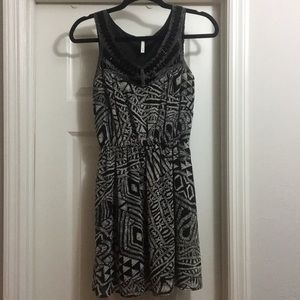 Mix Print Black Dress
